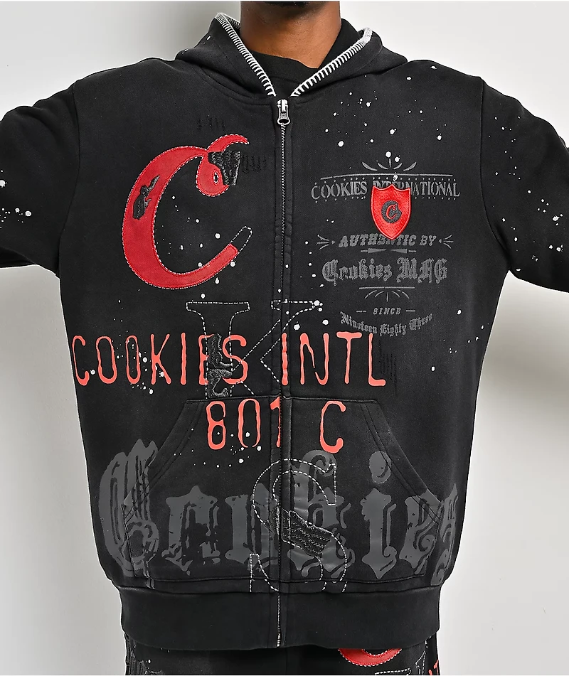 Cookies Gold Rush Splatter Black Heavyweight Zip Hoodie