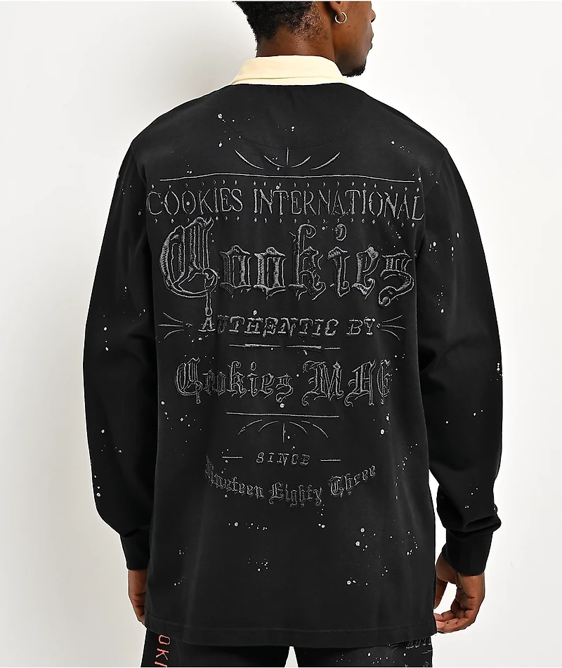 Cookies Gold Rush Splatter Black Long Sleeve Rugby Shirt