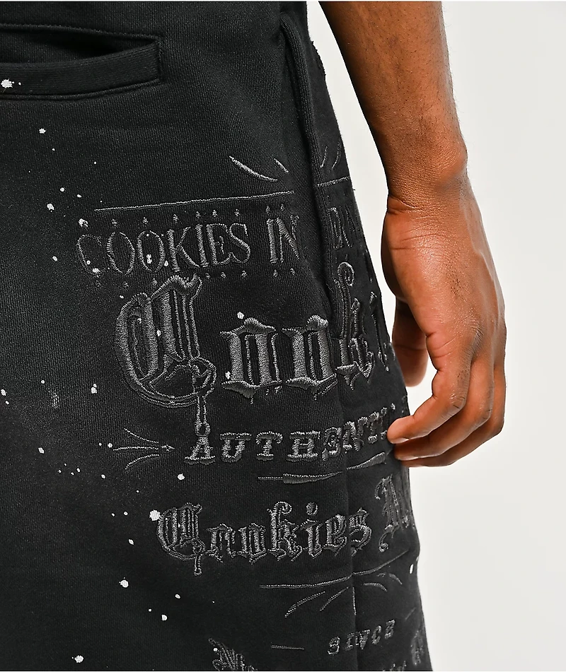 Cookies Gold Rush Splatter Black Sweat Shorts