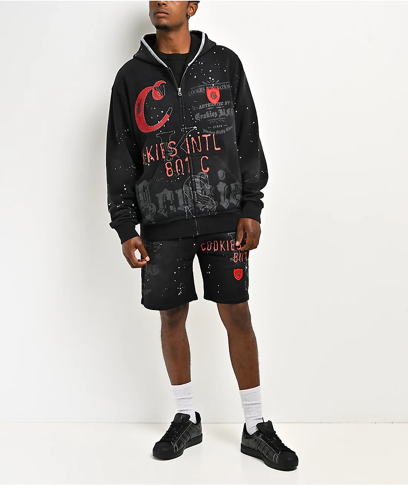 Cookies Gold Rush Splatter Black Sweat Shorts