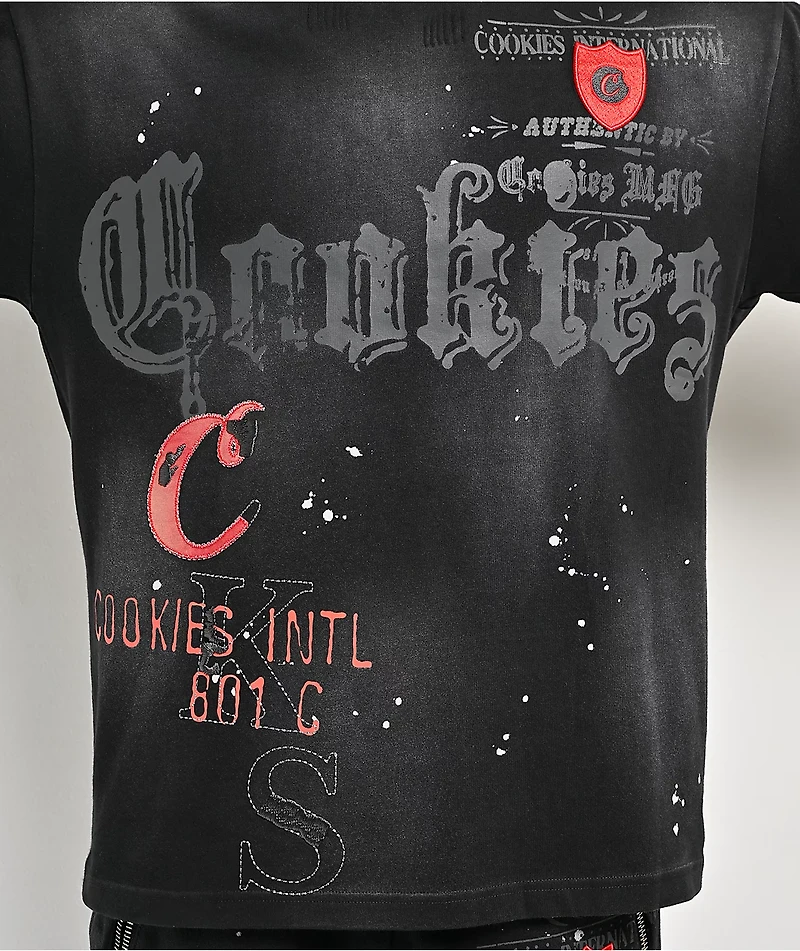 Cookies Gold Rush Splatter Rhinestone Black Crop T-Shirt