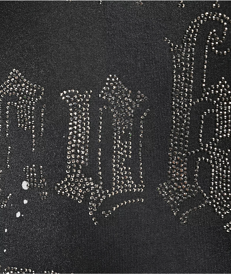 Cookies Gold Rush Splatter Rhinestone Black Crop T-Shirt