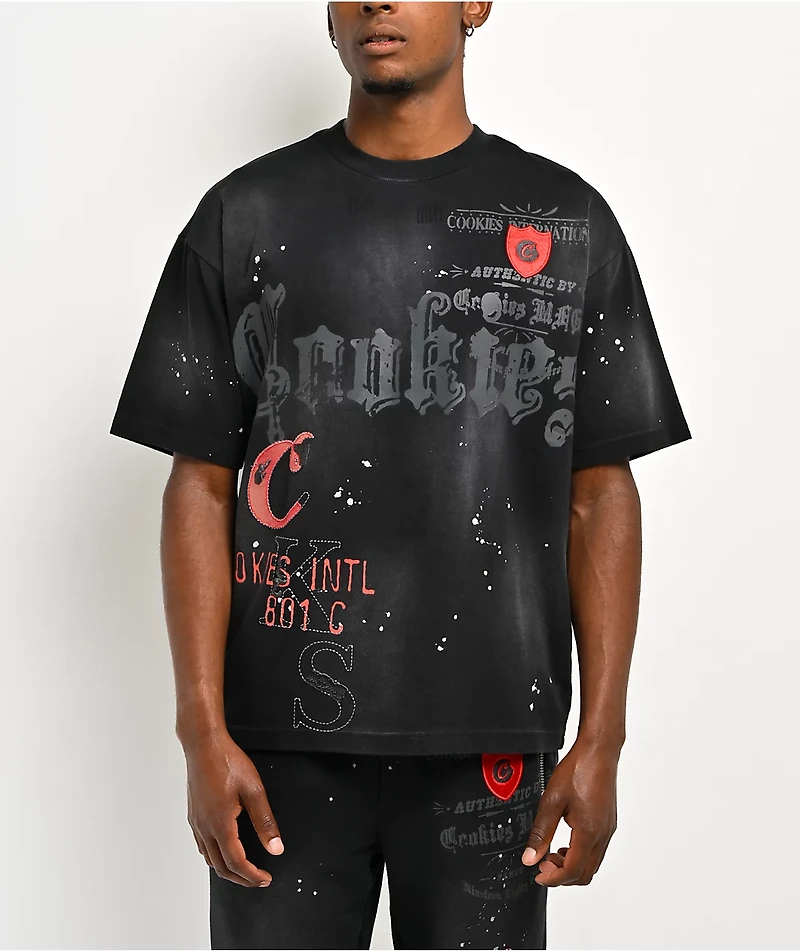 Cookies Gold Rush Splatter Rhinestone Black Crop T-Shirt