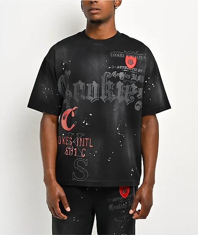 Cookies Gold Rush Splatter Rhinestone Black Crop T-Shirt