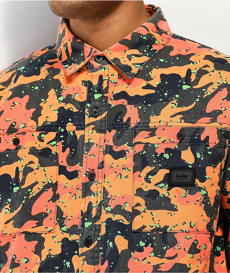 Cookies Mendocino Orange Camo Long Sleeve Button Up Shirt