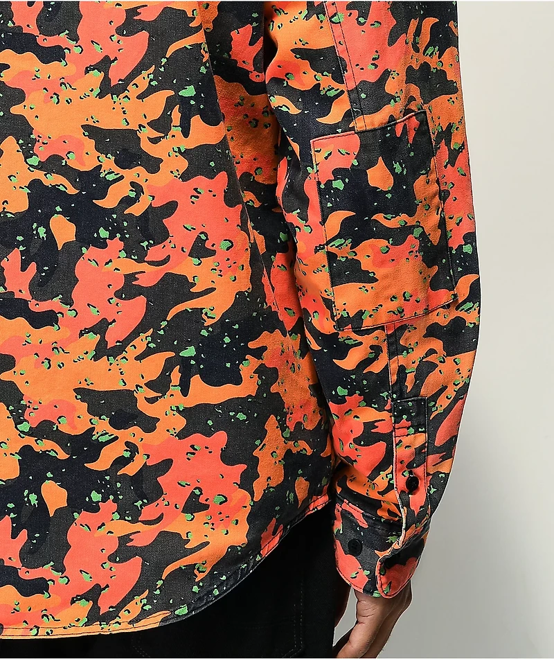 Cookies Mendocino Orange Camo Long Sleeve Button Up Shirt