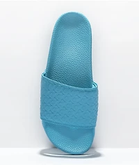 Cookies Monogram Embossed Blue Slide Sandals