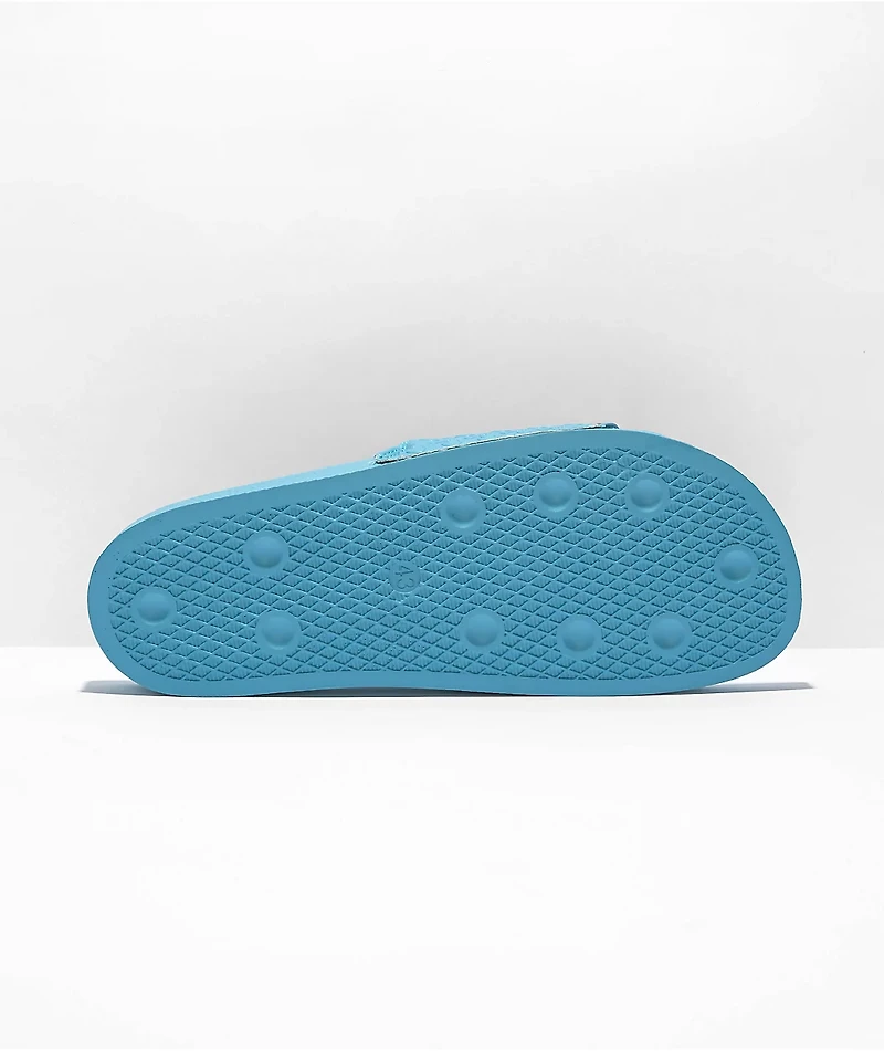 Cookies Monogram Embossed Blue Slide Sandals
