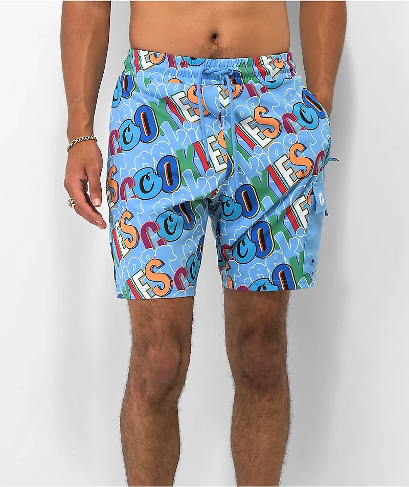 Cookies On The Block Sky Blue Board Shorts
