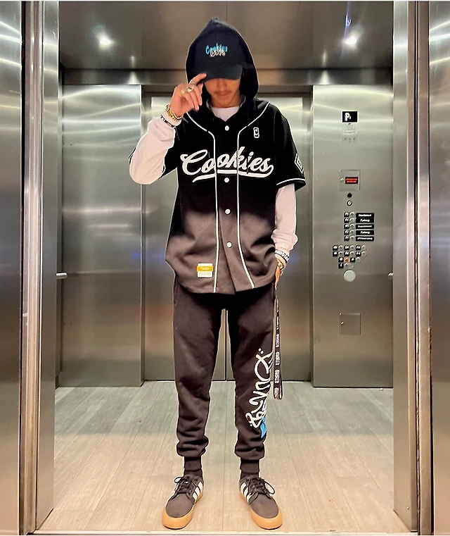 Cookies Pack Black Hooded Baseball Jersey Dulles Town Center