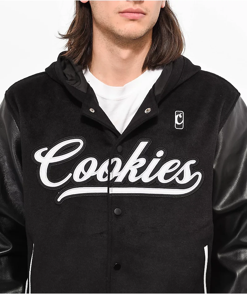 Cookies Pack Talk Black Hooded Varsity Jacket