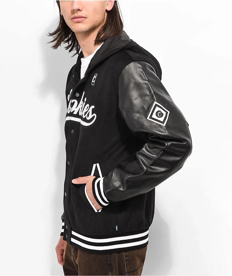 Cookies Pack Talk Black Hooded Varsity Jacket