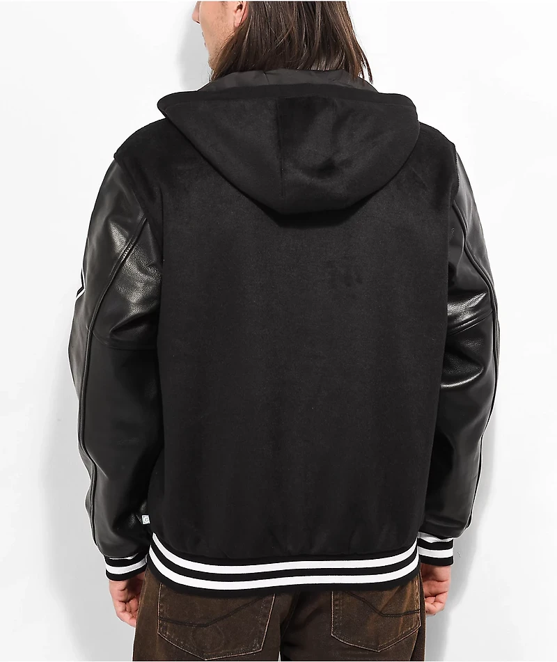 Cookies Pack Talk Black Hooded Varsity Jacket