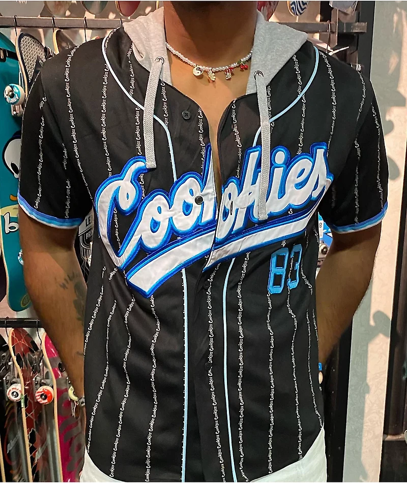 Cookies Puttin Work Black Hooded Baseball Jersey