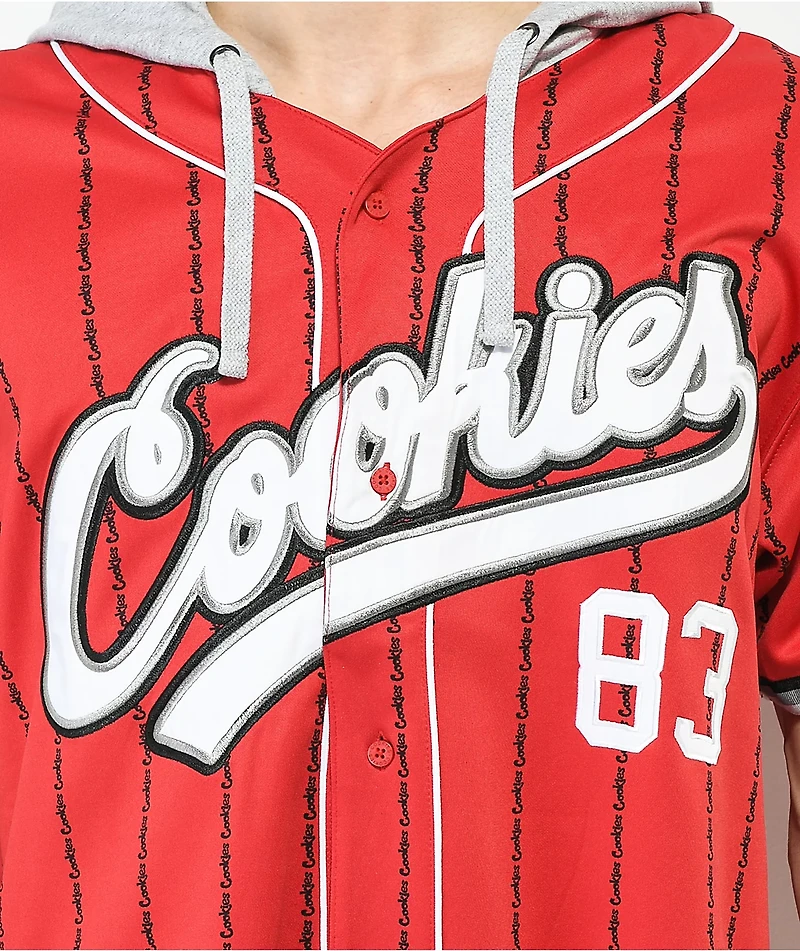 Cookies Puttin Work Red Hooded Baseball Jersey