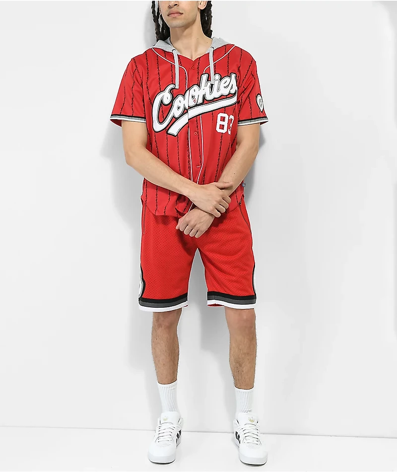 Cookies Puttin Work Red Hooded Baseball Jersey