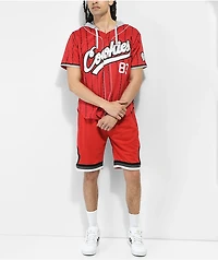 Cookies Puttin Work Red Hooded Baseball Jersey