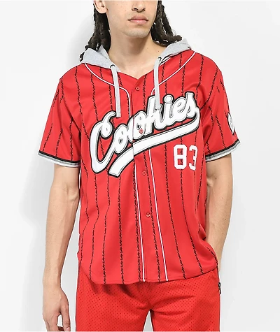 Cookies Puttin Work Red Hooded Baseball Jersey