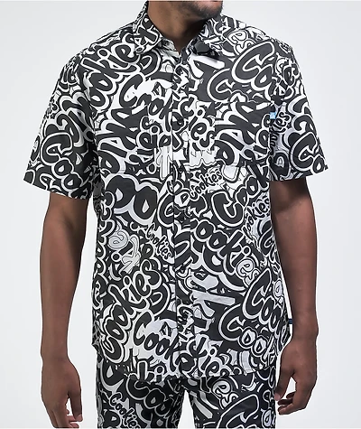Cookies Stack It Up Black & White Short Sleeve Button Shirt
