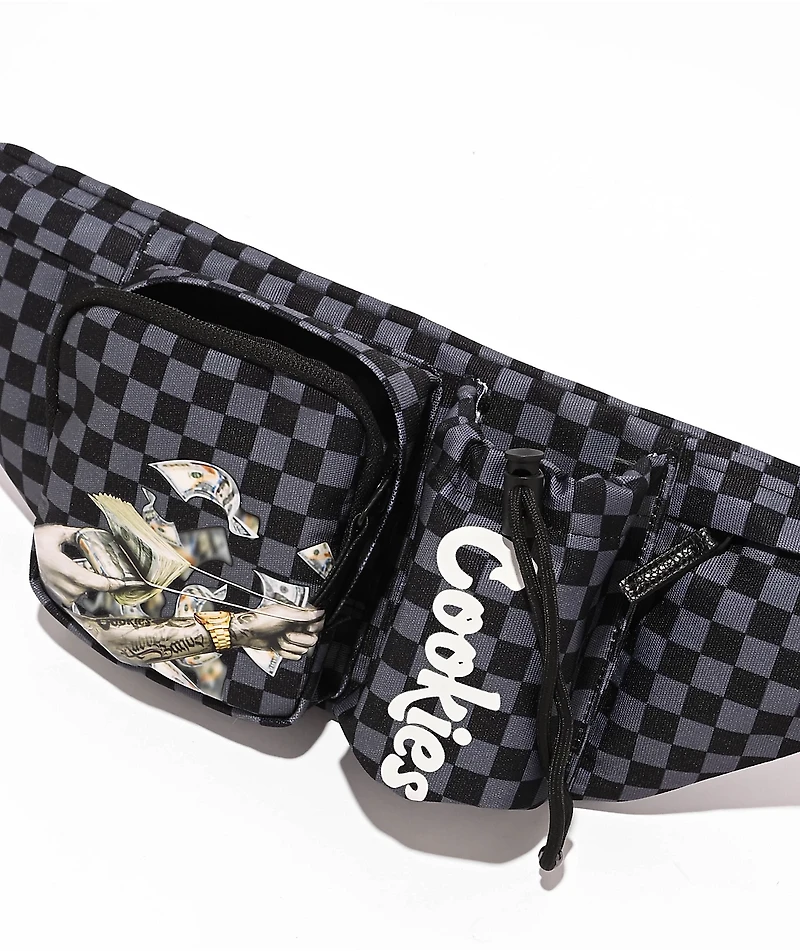 Cookies Throwin Bands Parker Black & Grey Checkerboard Fanny Pack
