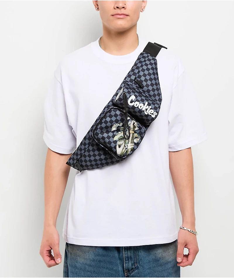 Cookies Throwin Bands Parker Black & Grey Checkerboard Fanny Pack