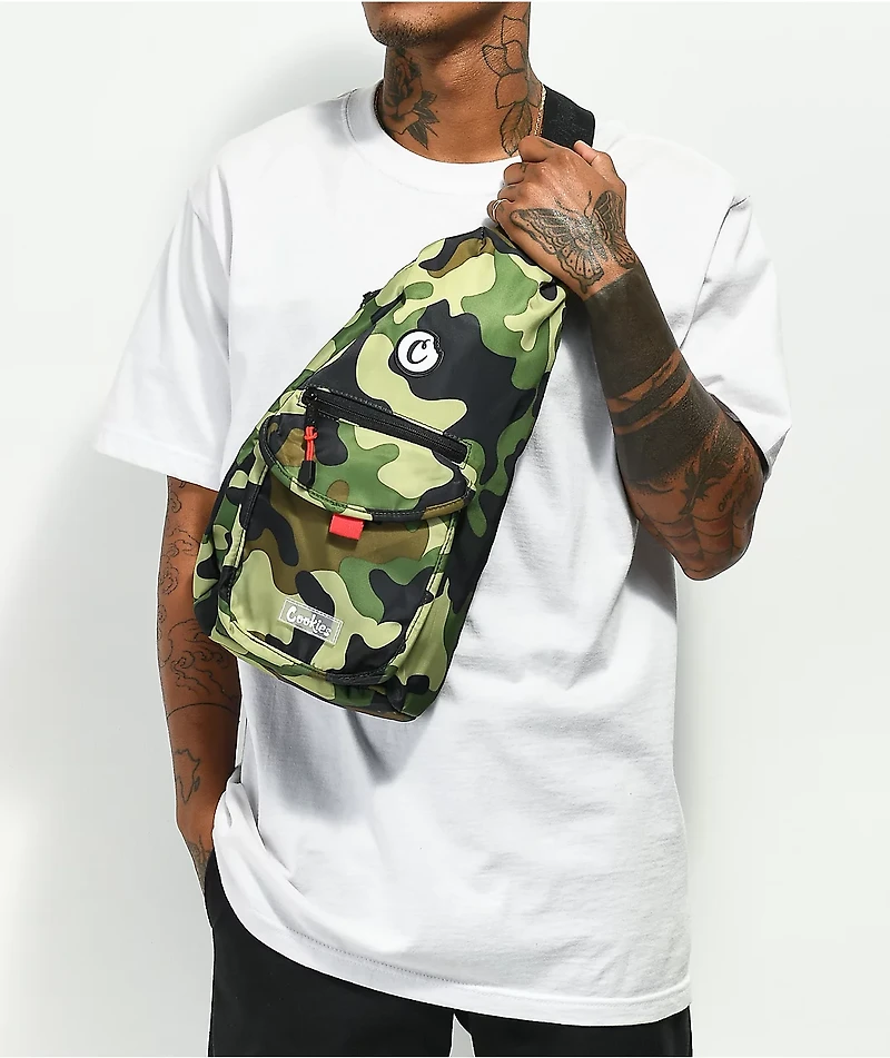 Cookies Traveler Sling Olive Camo Smell Proof Crossbody Bag