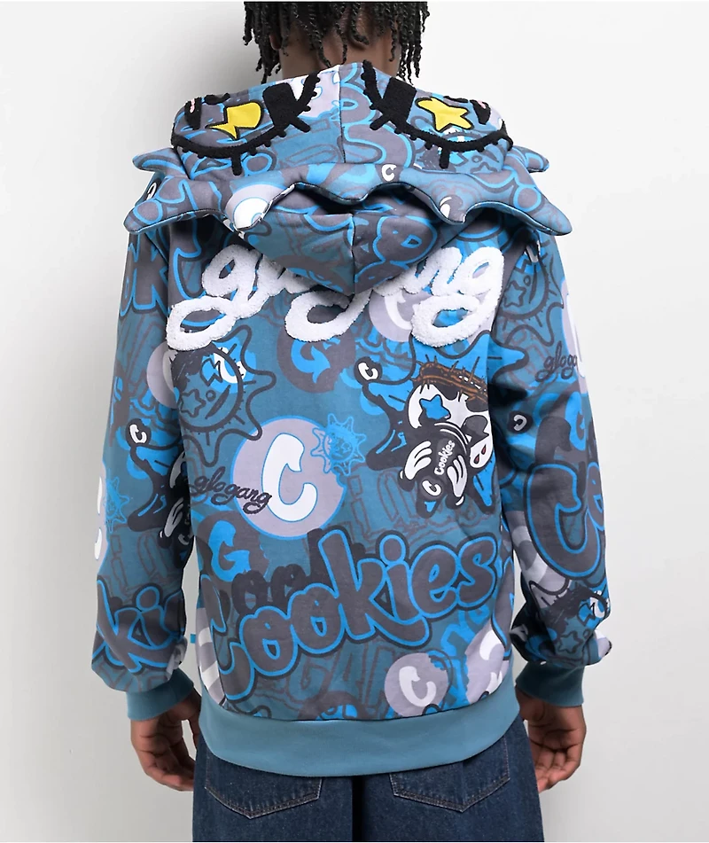Cookies x Glo Gang AOP Grey & Blue Zip Hoodie