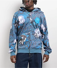 Cookies x Glo Gang AOP Grey & Blue Zip Hoodie