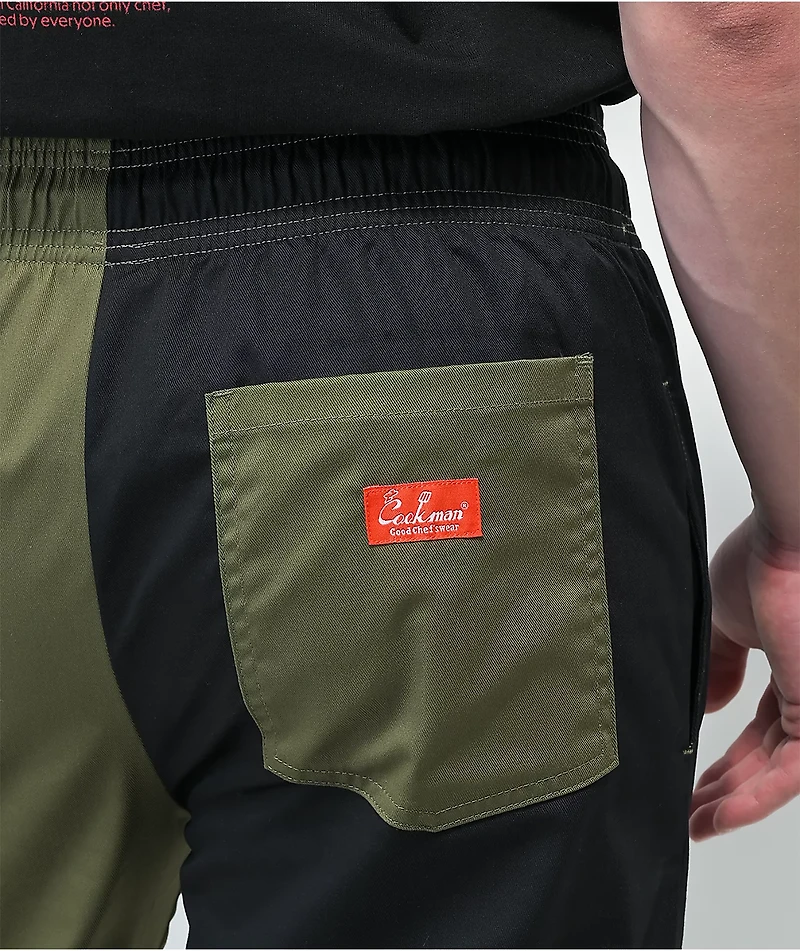 Cookman Crazy Patter Olive & Black Chef Pants