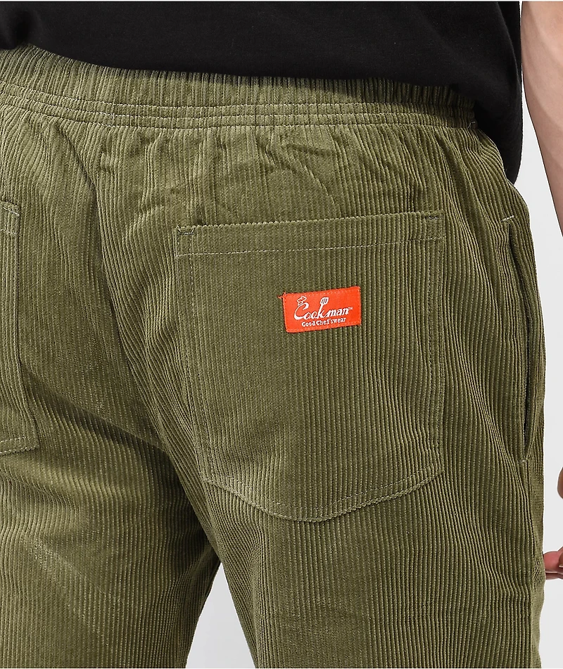 Cookman Khaki Green Corduroy Chef Pants