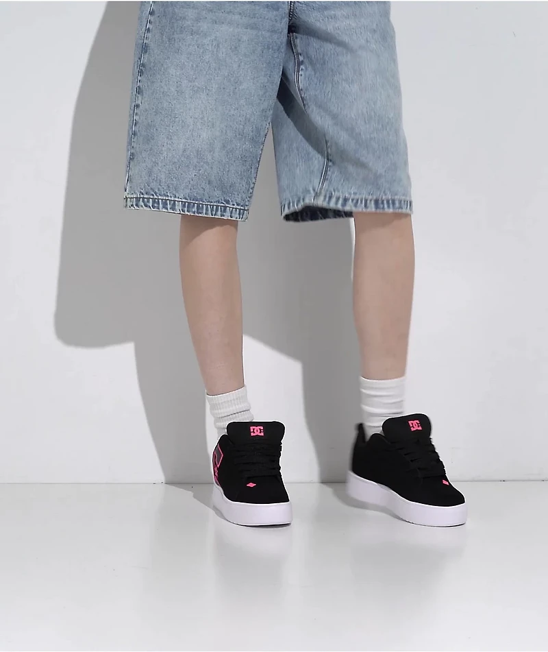 Court Graffik Black & Hot Pink Platform Skate Shoes