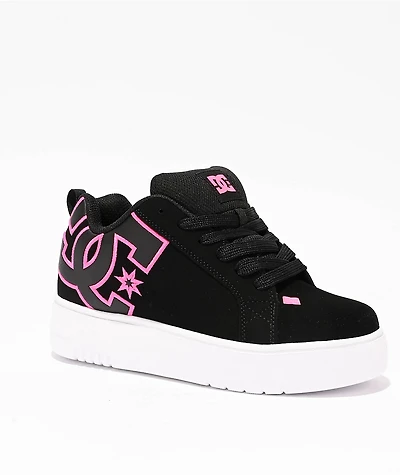 Court Graffik Black & Hot Pink Platform Skate Shoes