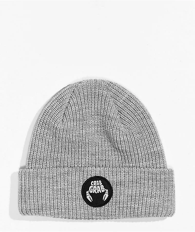 Crab Grab Circle Patch Heather Grey Beanie