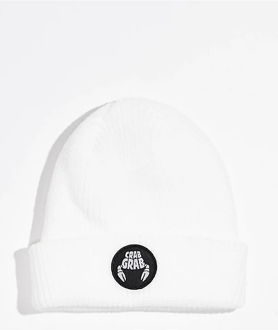 Crab Grab Circle Patch White Beanie