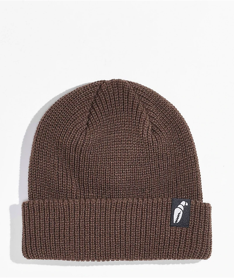Crab Grab Claw Label Brown Beanie