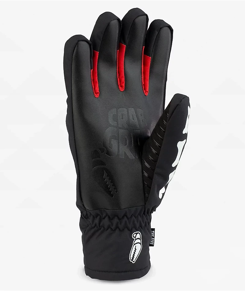 Crab Grab Five Bones 15K Black & White Snow Gloves