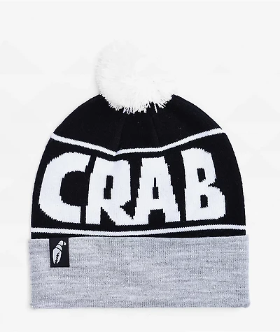 Crab Grab Grey & Black Pom Beanie