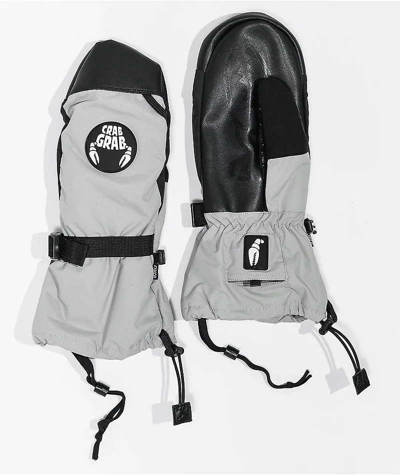 Crab Grab Grey Cinch 15K Snowboard Mittens