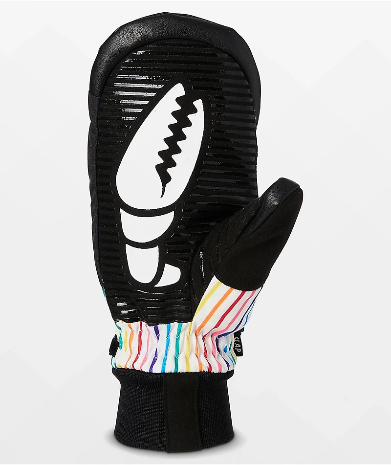 Crab Grab Slap Rainbow Stripe 15K Snowboard Mittens