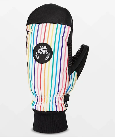 Crab Grab Slap Rainbow Stripe 15K Snowboard Mittens