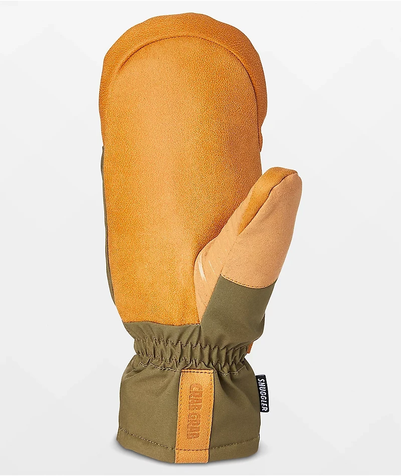 Crab Grab Snuggler Olive & Tan Snowboard Mittens