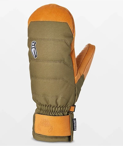 Crab Grab Snuggler Olive & Tan Snowboard Mittens