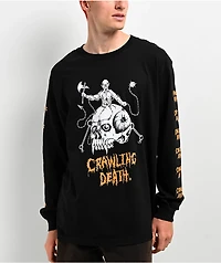 Crawling Death Skull Fighter Black Long Sleeve T-Shirt