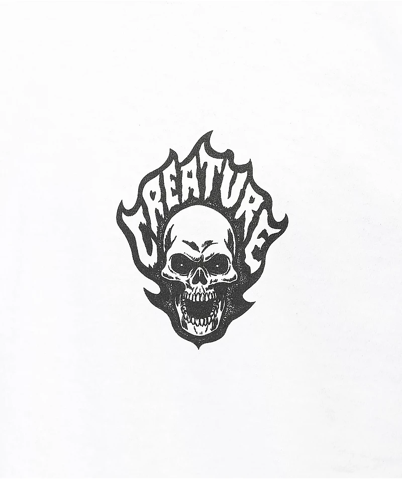 Creature Bonehead Flame White Long Sleeve T-Shirt