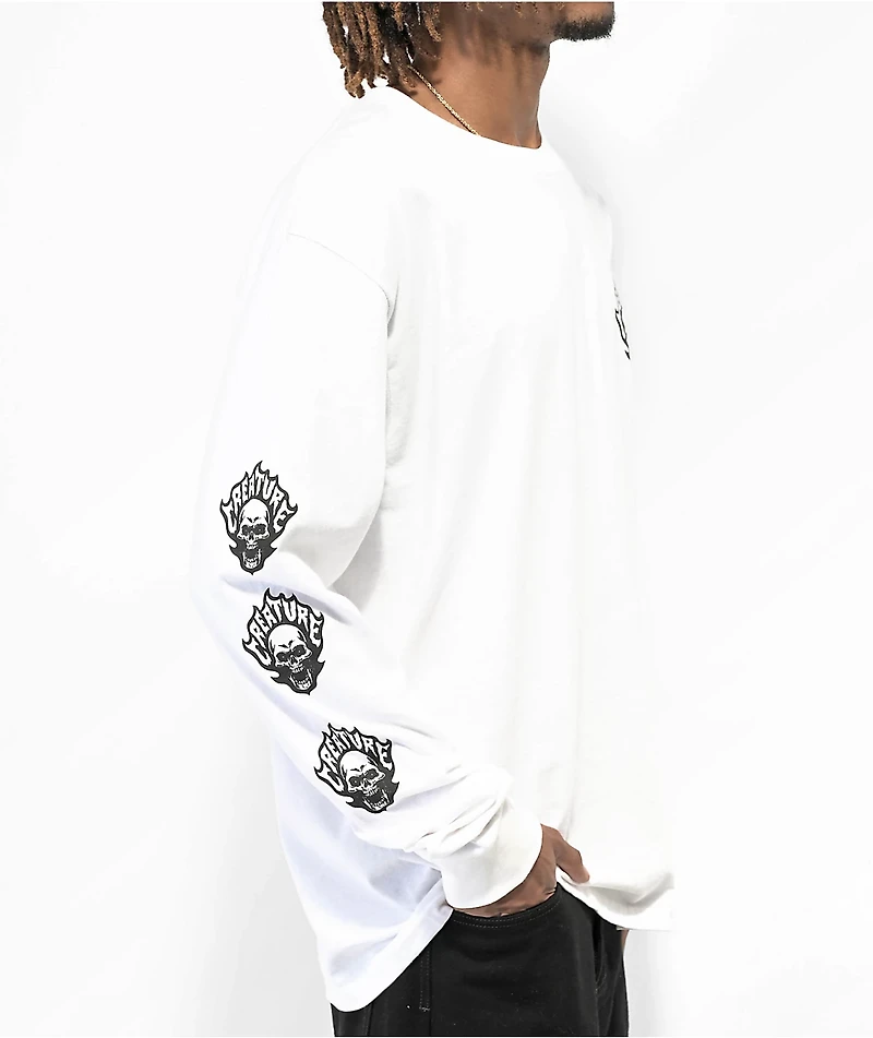 Creature Bonehead Flame White Long Sleeve T-Shirt