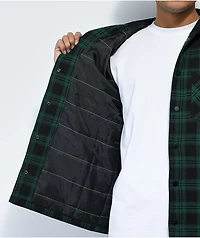 Creature Bonehead Green Plaid Hooded Flannel Jacket