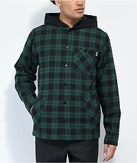 Creature Bonehead Green Plaid Hooded Flannel Jacket