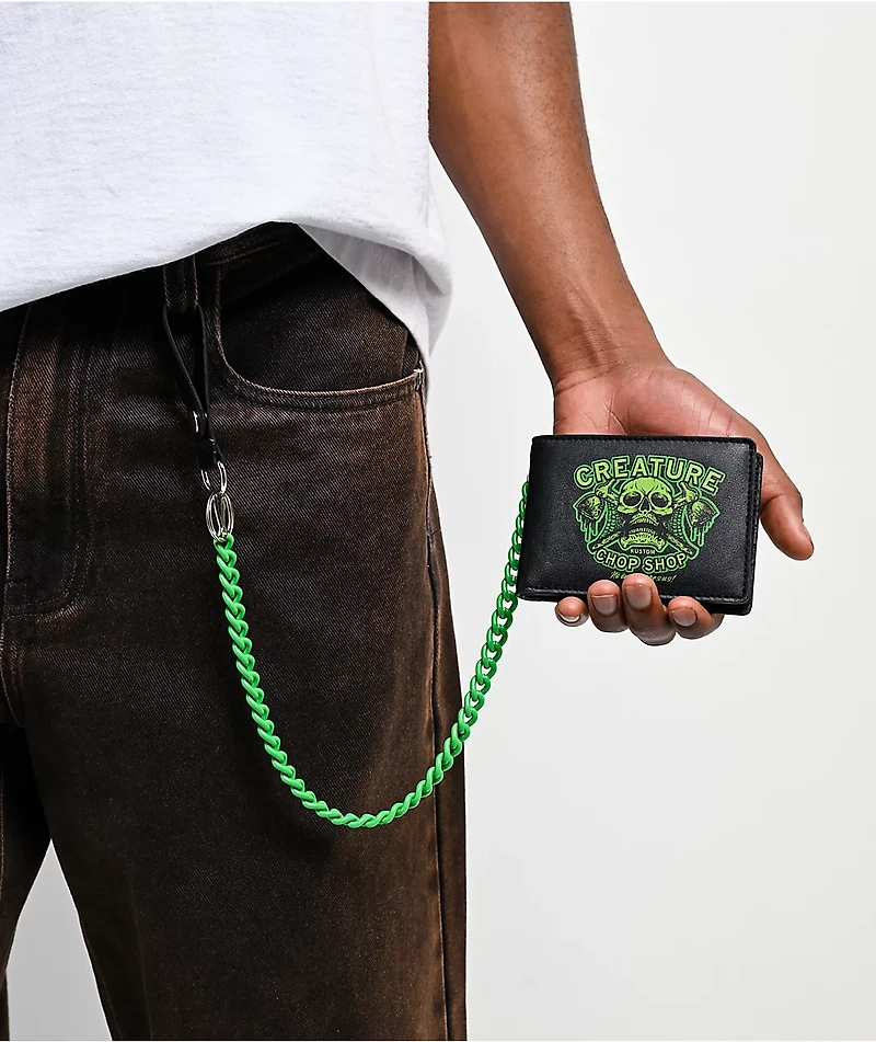 Creature Chop Shop Black & Green Chain Wallet
