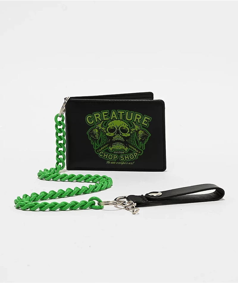 Creature Chop Shop Black & Green Chain Wallet