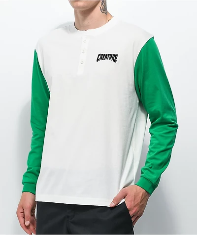 Creature Dealer White Long Sleeve Henley Shirt